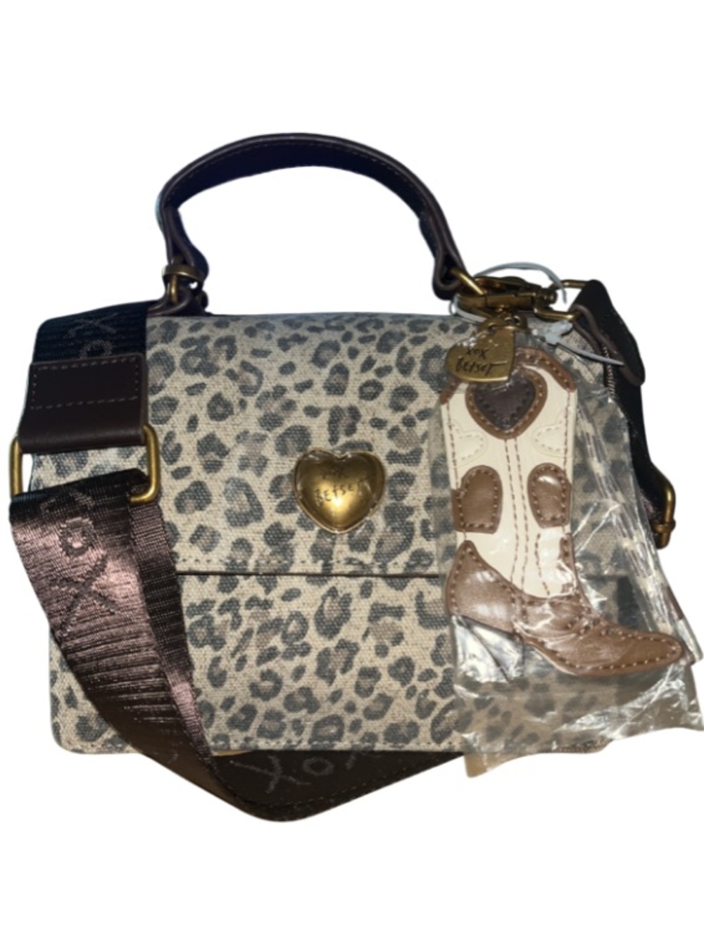 NWOT Betsey Johnson Distressed
Leopard Western Satchel
Crossbody Bag